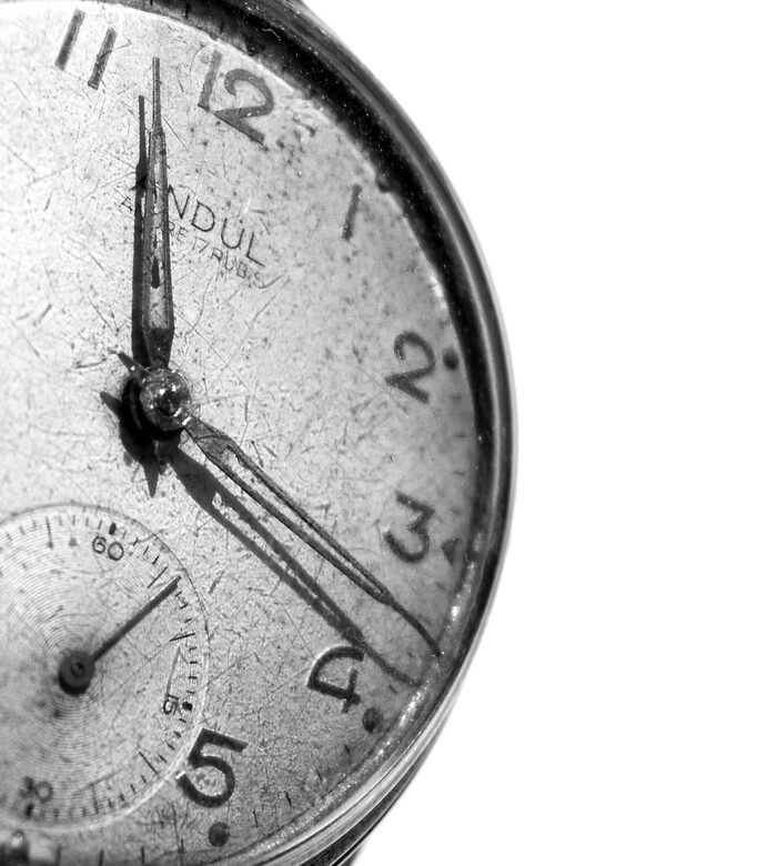 Close-up of a vintage watch face